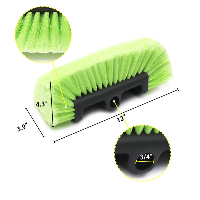 Forgrace 12" Car Wash Brush with Soft Bristle Auto RV Truck Boat Camper Car Exterior Washing Heavy Duty Tri-Level Dip Green - Image 2